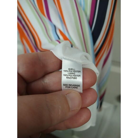 Est. 1946 Woman Tank Sheer Lined Colorful Barcode Striped As symmetrical Hem... - Picture 7 of 9